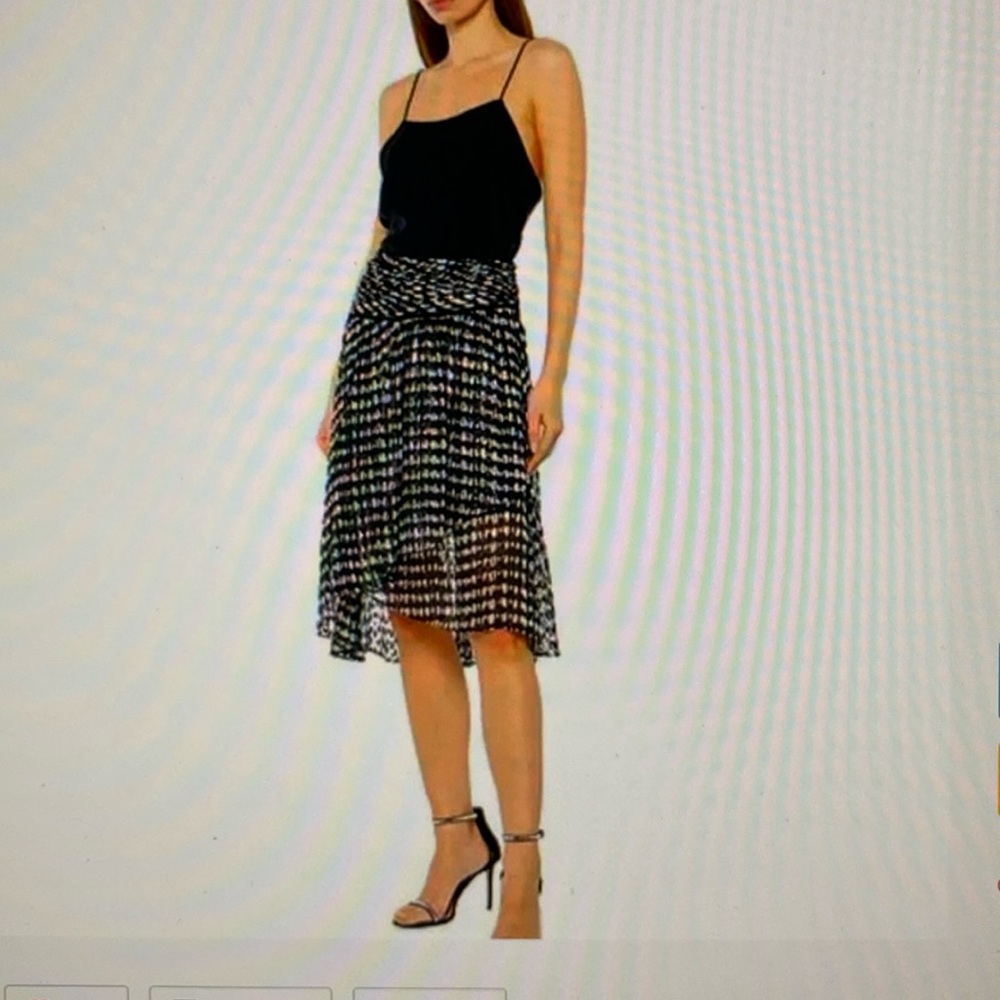 PINKO Gaudenzio Black and White Silk Blend Midi Skirt size US 6